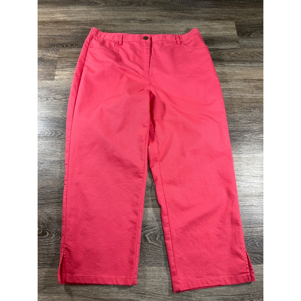 Ruby Rd Favorites Womens Pink Crop Pants Size 12 Stretch Twill‎ Side Vent Casual